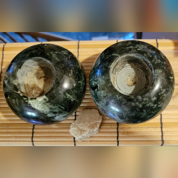 Natural Green Marble Votive Tea Light Candle Holders Stone '80s - Picture 6 of 7